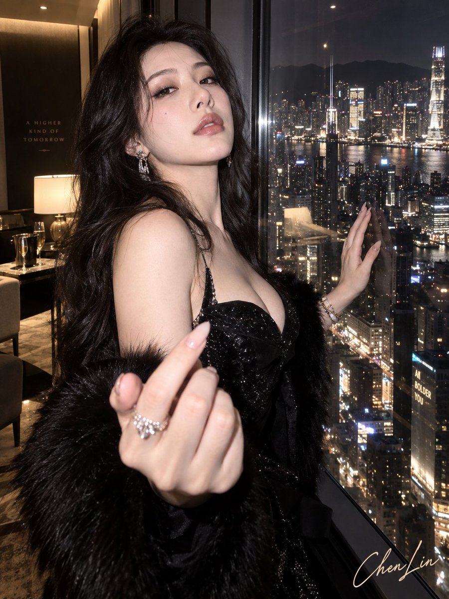 spark_chenlin's tweet photo. 《午夜黑天鹅》🖤

黑色蕾丝、皮草、钻石，还有一个不容拒绝的勾手。

今晚的大小姐，好像不太好惹。

Prompt：

韩系不完美美女，直闪抓拍质感，大小姐命令姿态，酒店落地窗前，时尚杂志风，窗外城市灯海被压成光墙，微仰角近景，夸张表现力 https://t.co/N2e4zQIMqZ