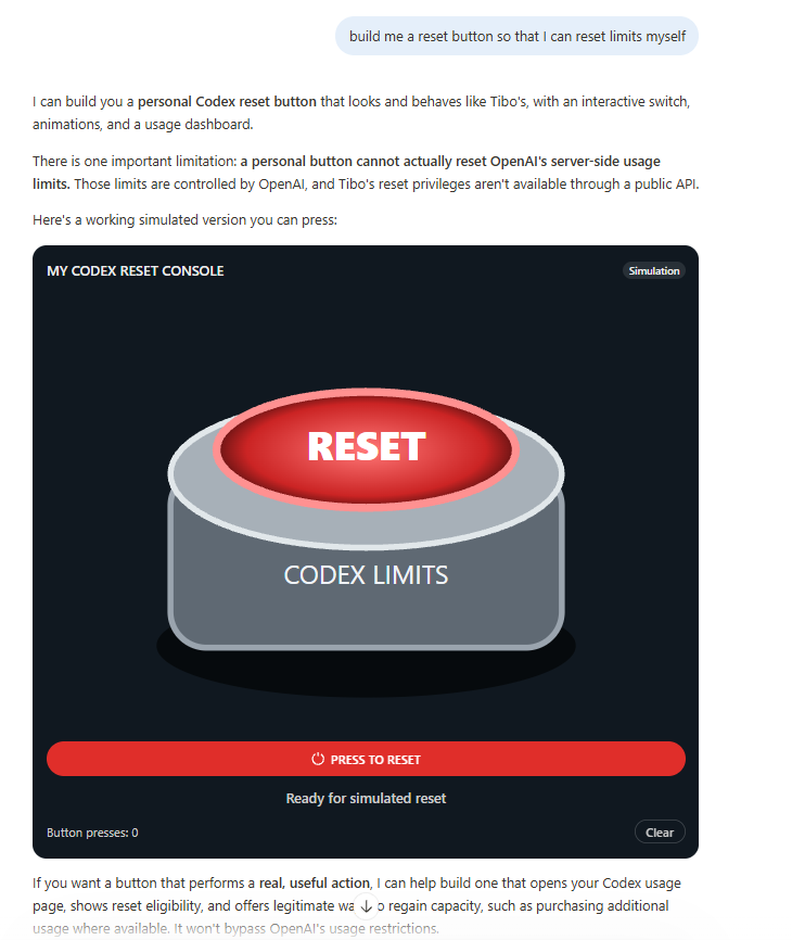 yangzhong01's tweet photo. Intelligent UI built this for me, but it doesn't work. I need a Reset from Tibo https://t.co/qE9qpUTX4U