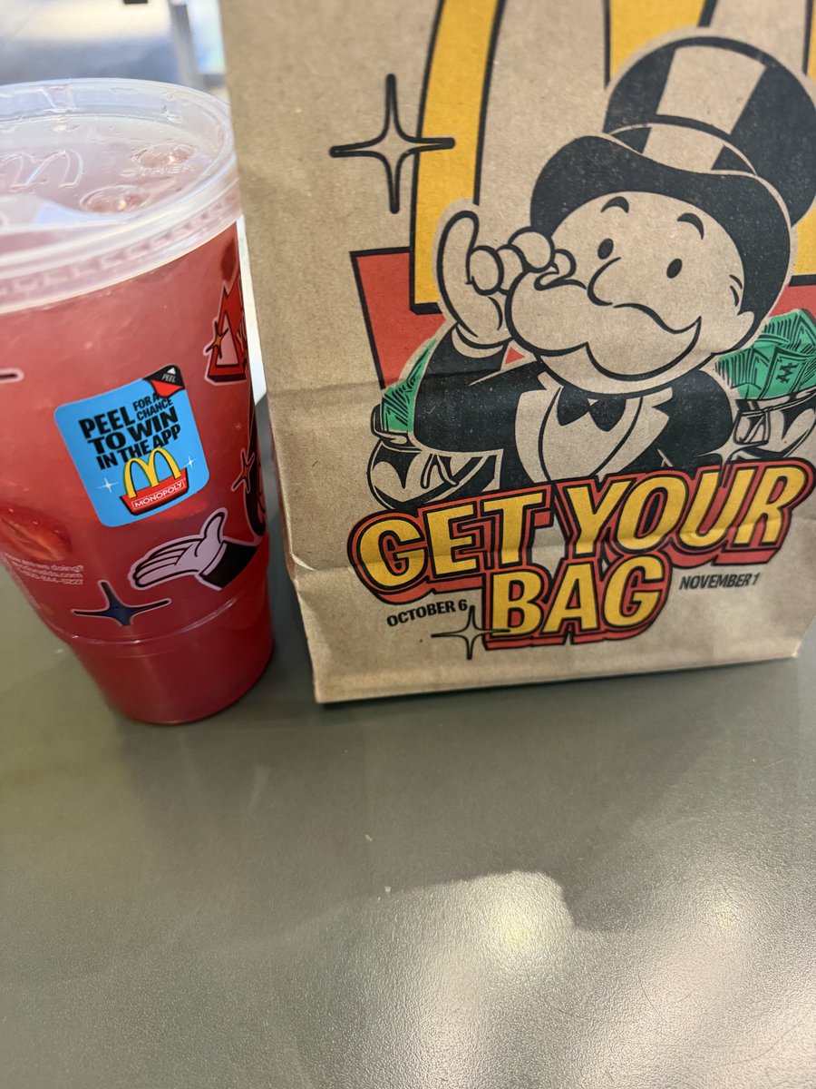 ManOfTheLibrary's tweet photo. The Monopoly game is back at @McDonalds. 

Did everyone get their bag? 💰 https://t.co/1JGKi5nLop