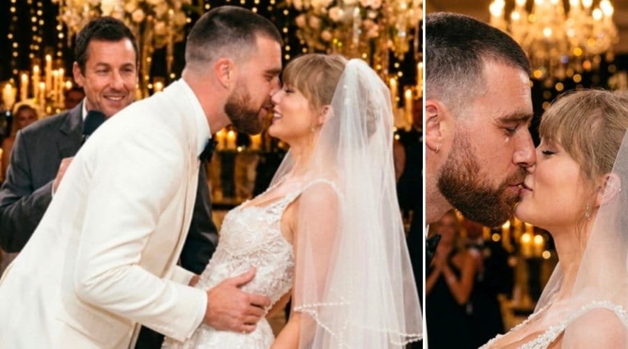 OGHENEGIFTED's tweet photo. Taylor Swift Finally Shares the First Official Photos and Heartwarming Clip of Her and Travis Kelce’s First Kiss as Husband and Wife After Adam Sandler’s Emotional “You May Kiss the Bride” Moment at Their Star-Studded MSG Wedding... watch the clip 

https://t.co/96i3Ls5u4r https://t.co/HLJHPSZHL5