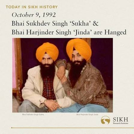 KaleshControl's tweet photo. Bhai Sukha Singh & Bhai Jinda Singh — The Death Sentence That Became History 🖤🙏

On 10 August 1986, former Indian Army Chief General A. S. Vaidya was assassinated in Pune. Bhai Sukhdev Singh Sukha and Bhai Harjinder Singh Jinda were convicted for their roles in the killing, which they associated with Operation Blue Star and its consequences. Sukha admitted to firing the shots, while Jinda admitted to driving the motorcycle. Both were sentenced to death, and their sentences were upheld by the Supreme Court.

But the moment that continues to be remembered in Sikh historical accounts is what happened when the death sentence was announced.

According to accounts attributed to their jail letters, the two Singhs did not ask the judge for mercy or a reduced sentence. They stood by their actions and convictions. When the sentence was pronounced, they raised slogans expressing their political beliefs and accepted the outcome.

On the night of the sentencing, the judge reportedly struggled to sleep. He told the lawyers that he had never before sentenced anyone to death and that he felt a deep affection for the two men. He reportedly said that he wanted to keep their photographs in his home.

In a particularly striking part of the account, the judge later asked for their photographs so he could put them up at his house. The story describes him becoming emotional while expressing his feelings about them.

On 9 October 1992, Bhai Sukha Singh and Bhai Jinda Singh were executed at Pune Jail.

Whatever one's view of their actions, the story of the sentencing remains a remarkable and sobering episode in their history: two men who accepted the ultimate legal consequence of their actions, and a judge who, according to the accounts, was personally moved by the men standing before him.

The sentence was pronounced in a courtroom, but the story of that day did not end when the judge left the bench.

ਸਿੱਖੀ ਸਿਦਕ ਕੇਸਾਂ ਸੁਆਸਾਂ ਨਾਲ ਨਿਭਾਉਣ ਵਾਲਿਆਂ ਨੂੰ ਕੋਟਿ ਕੋਟਿ ਪ੍ਰਣਾਮ। 🙏🖤

ਸ਼ਹੀਦ ਭਾਈ ਸੁਖਦੇਵ ਸਿੰਘ ਸੁੱਖਾ ਜੀ ਅਤੇ ਸ਼ਹੀਦ ਭਾਈ ਹਰਜਿੰਦਰ ਸਿੰਘ ਜਿੰਦਾ ਜੀ ਨੂੰ ਕੋਟਿ ਕੋਟਿ ਪ੍ਰਣਾਮ।

ਵਾਹਿਗੁਰੂ ਜੀ ਕਾ ਖਾਲਸਾ, ਵਾਹਿਗੁਰੂ ਜੀ ਕੀ ਫਤਹਿ। 🙏

#BhaiSukha #BhaiJinda #Shaheedi #SikhHistory #NeverForgotten #WaheguruJi