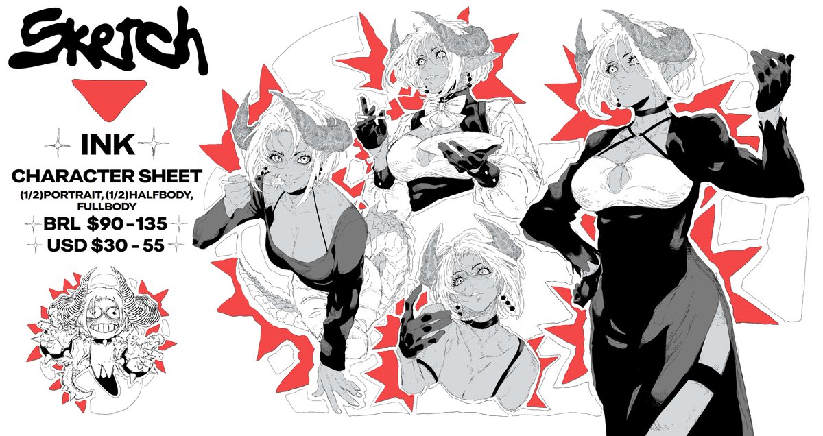 ShonenHeddo's tweet photo. ⭕️Commissions OPEN!⭕️                  

INK - Character Sheets 
(gray and blue scales/black and white only)

The price varies according to the number of drawings. https://t.co/YwhGzdlcqc