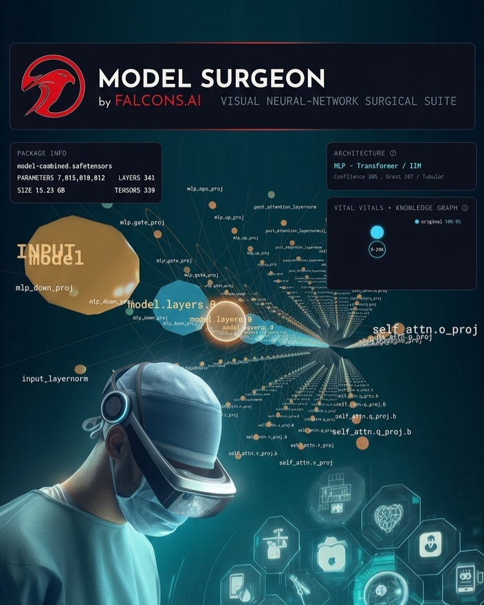 FALCONS_AI's tweet photo. Don't rely on README claims when auditing AI models. Model Surgeon exports models with a cryptographically signed surgical history tied directly to the file's hash. Verify every operation offline in seconds with our open-source verifier. Surgery, with receipts.
#ModelSurgeon https://t.co/4tqCRcV17P