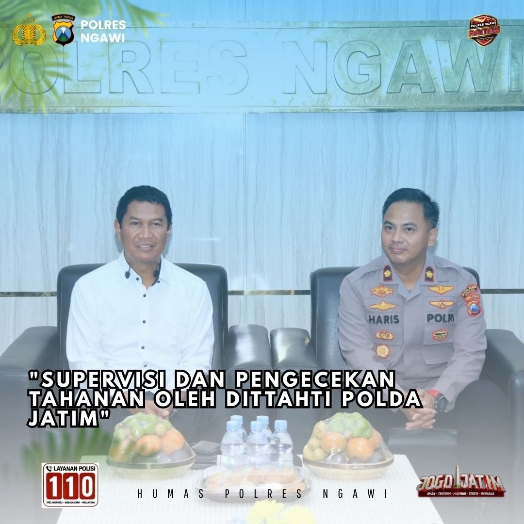 Polsek5758's tweet photo. Dirtahti Polda Jatim AKBP Hartono, S.Pd., M.M. melaksanakan kunjungan kerja sekaligus pengecekan ruang tahanan di Polres Ngawi.

#PolresNgawi #Polri #CallCenter110 #PolriBersamaMasyarakat #JogoJatim https://t.co/16F6JLMWNp