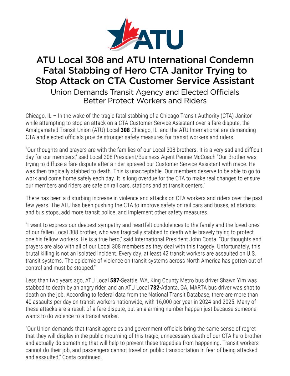 ATUComm's tweet photo. A tragic day for the ATU. #NotOneMore #1u #canlab #UnionStrong https://t.co/bsagO09zcl