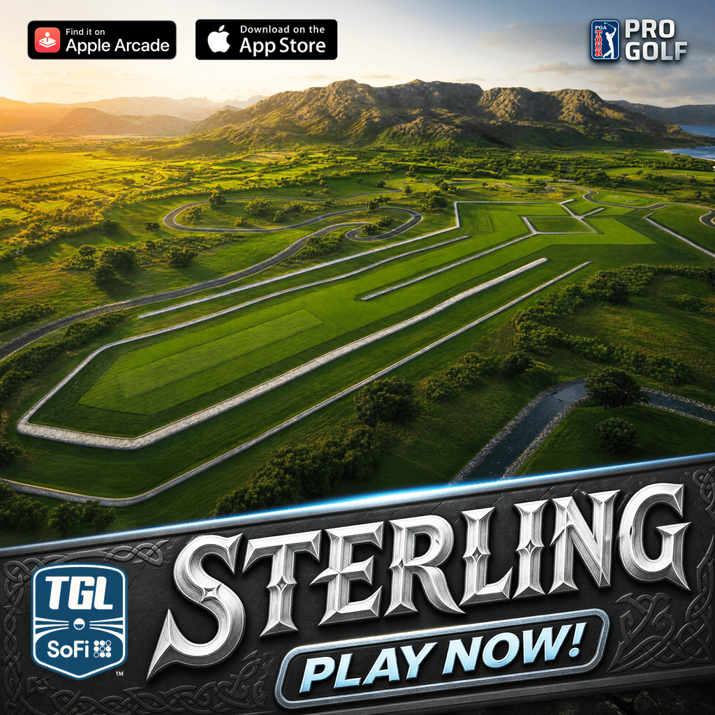 PGATOURProGolf's tweet photo. Another exciting @TGL designed hole joining our lineup today! Play STERLING in a variety of TGL Tournaments all weekend long ⛳🏌️

Click here to download &amp; play! >> https://t.co/hqugWbwkX0 https://t.co/jjf7JDTSGk