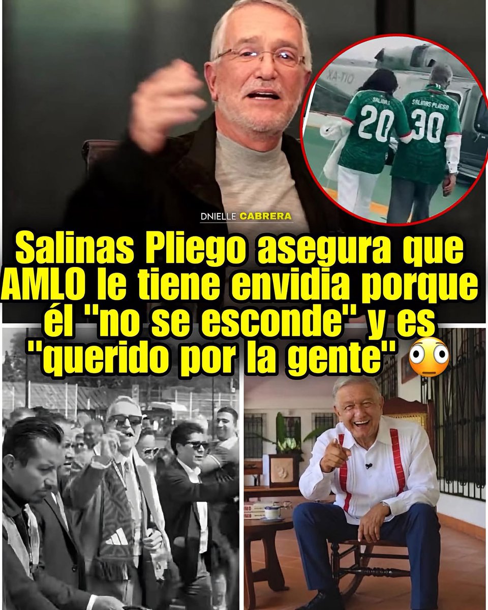 DnielleCabrera's tweet photo. 🚨 YA SE LE OLVIDÓ HUYÓ DEL PAÍS CUANDO LO ABUCHEARON 🤣

El empresario Ricardo Salinas Pliego (y 🐶 de Trump) aseguró que la mención que le hizo AMLO en su libro ‘PUEBLO’ fue “pura cuestión de envidia”, ya que, el empresario dijo que el expresidente quisiera tener su libertad, porque él “no se esconde” y que “la gente lo quiere”. 

Al parecer ya se le olvidó que cuando la gente lo abucheó en el Mundial tuvo que agarrar su helicóptero para irse volando del país 🤣😂