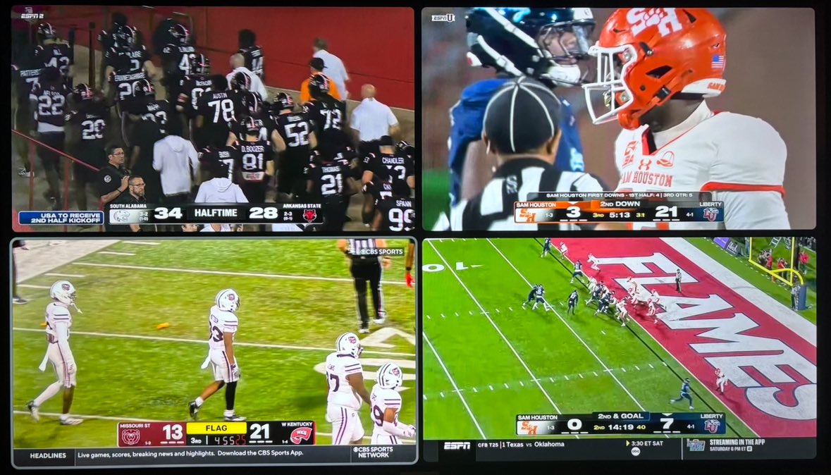 CFBKings's tweet photo. Quad box on a Thursday 🏈

Four solid G6 games. https://t.co/NV4wW5IUBJ