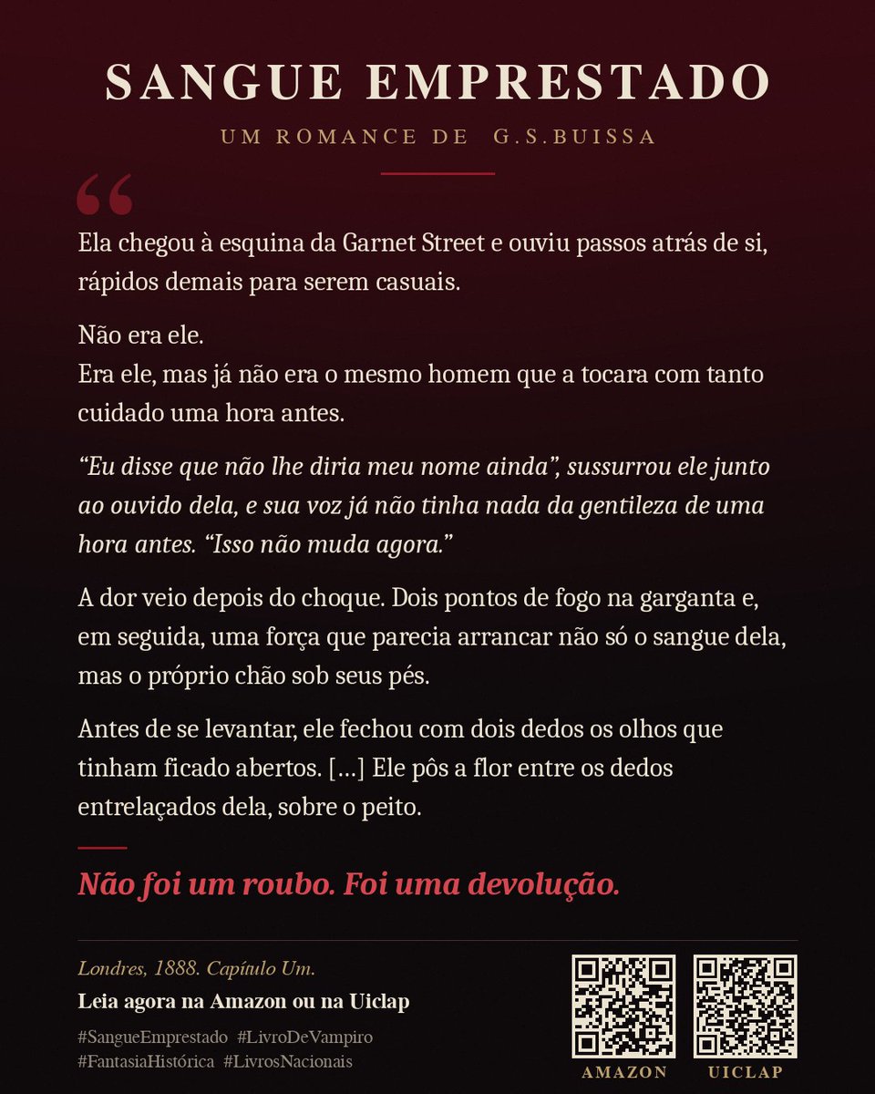 Gbuissa1977's tweet photo. #LiteraturaBrasileira #AutorIndependente #LivroNacional #Dicadeleitura #BookTwitterBR #VampirosNaLiteratura https://t.co/ODs6obd9Io