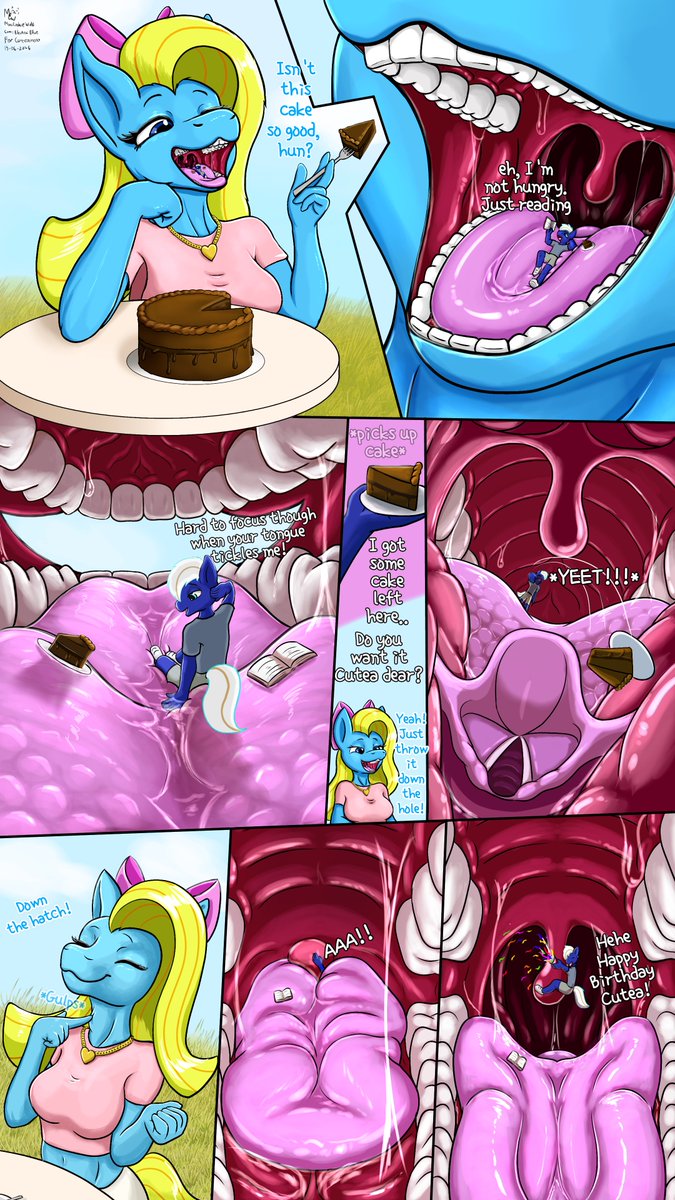 MiniCookieWolf's tweet photo. [belated] Happy Birthday Cuteamena! Looks like this couple are sharing a celebratory snack...not the usual way you'd expect! https://t.co/9hYxSU8CcU