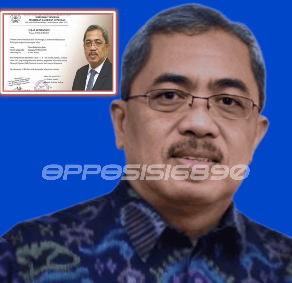 Opposisi6890's tweet photo. Sutanto, pejabat yang teken suket gibran

Profil

Nama Lengkap: Sutanto, Dr, S.H., M.A.  

Tempat Lahir: Boyolali,Jawa Tengah  

​Tanggal Lahir: 28 Januari 1964  

​Usia: 62 thn

NIP: 196401281988031001

​Gelar Akademik:Doktor (Dr.), Sarjana Hukum (S.H.), Master of Arts (M.A.) https://t.co/AZTOvGRDCS