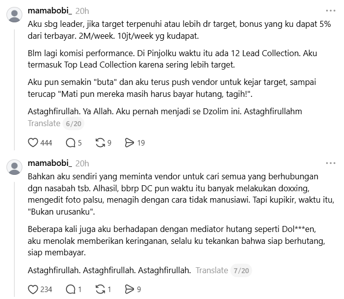 SeekHustle's tweet photo. ngeri banget ternyata efeknya capt. gue baca ini aja berasa capek, engap, dan takut sendiri. Ya Allah di jumat yang berkah ini, jauhkanlah kami dari Riba dan mendzolimi orang lain. Mudahkan dan bebaskan juga orang2 yg masih harus berjuang melunasi utang2nya 🤲🏻

yang mau baca lengkap, gue ss sampai akhir di reply capt. semoga bisa jadi pelajaran buat kita semua. aamiin