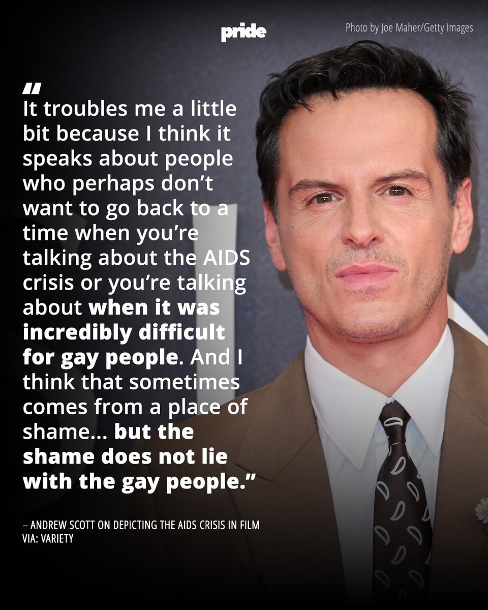 Pride's tweet photo. At the London Film Festival, Andrew Scott celebrated joyful LGBTQ+ stories while explaining why movies should still tackle the AIDS crisis. 

“The shame lies with the governments who ignored” it, he said.

🔗 https://t.co/4iO5axEM0e https://t.co/bzoxueoeKb