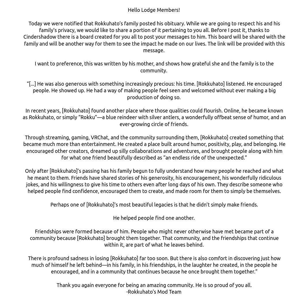 GoobearAce's tweet photo. An update from @Rokkuhato_ 's mod team and his family. The board can be found here -> https://t.co/5MMGlVfSKa https://t.co/oDwhZEOWxv