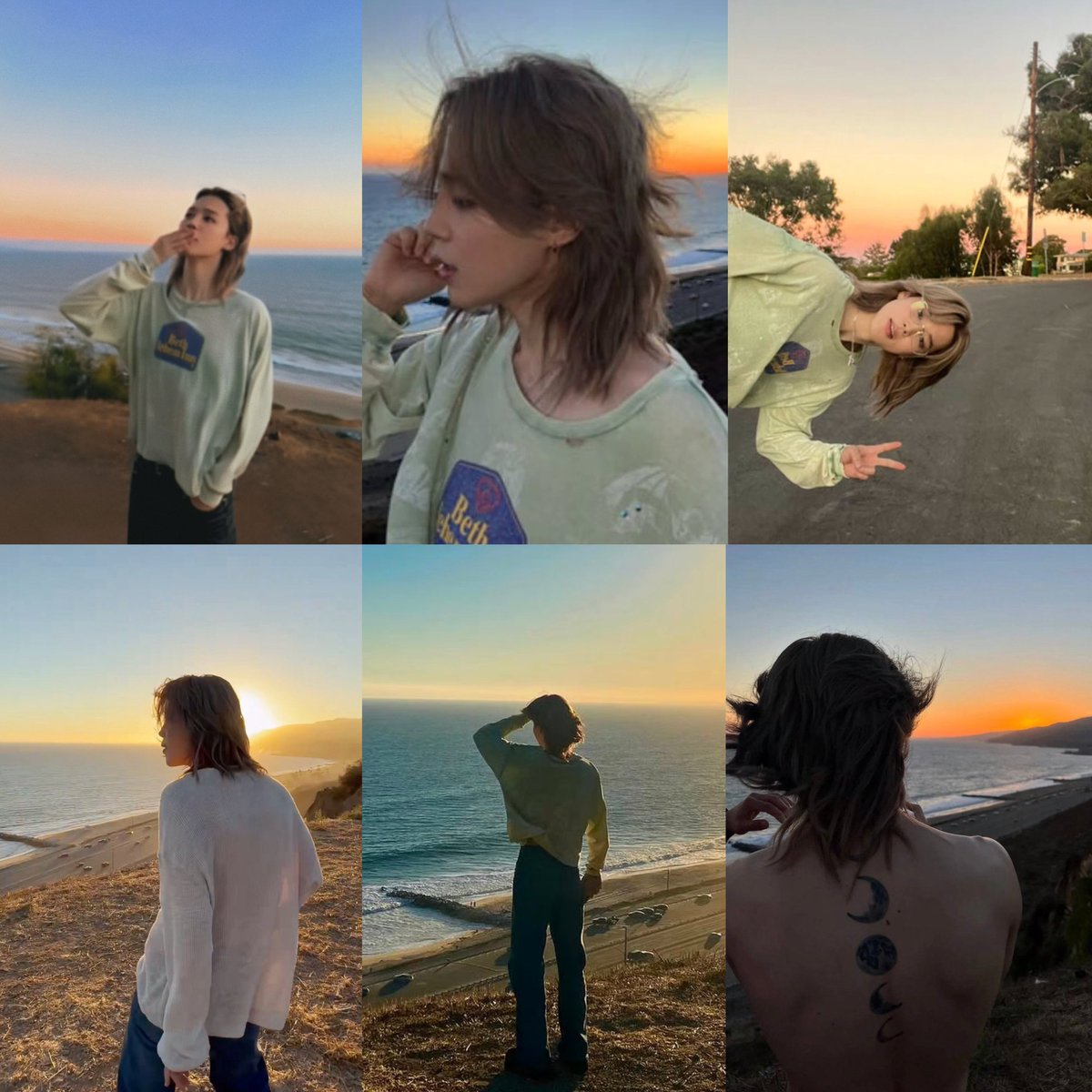 jmnmusee's tweet photo. jimin must've had such a lovely time at the beach because somehow we're still getting more content of him with that beautiful sunset in the background. i really think he enjoyed being there 🥹🌅 https://t.co/lfMIHhgHfP
