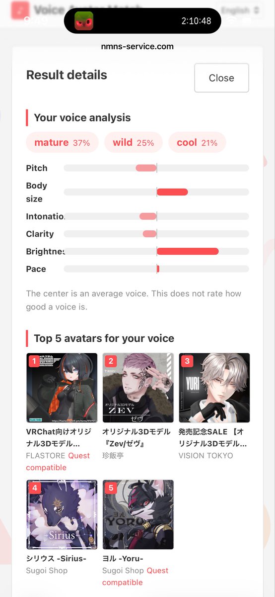 andykappn_vrc's tweet photo. Wolfram was my #1 recommended avi based on my voice.
#vrchat https://t.co/U0kEq8Pxga