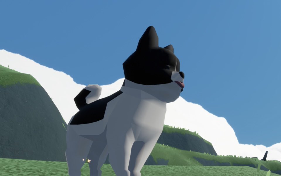 pigg_magic's tweet photo. 「オレオ」にはモデルがいます。
Skyの生みの親でもある陳星漢(ジェノヴァ・チェン)氏の愛犬のポメラニアンがモデル。

動画や写真を見るとそっくりですね！
そして可愛すぎ🥰
カラーは珍しいブラック＆ホワイト。

ベロがいつも出てるとこもしっかりゲーム内に再現されてますね♬
#sky星を紡ぐ子どもたち　#thatgamecompany