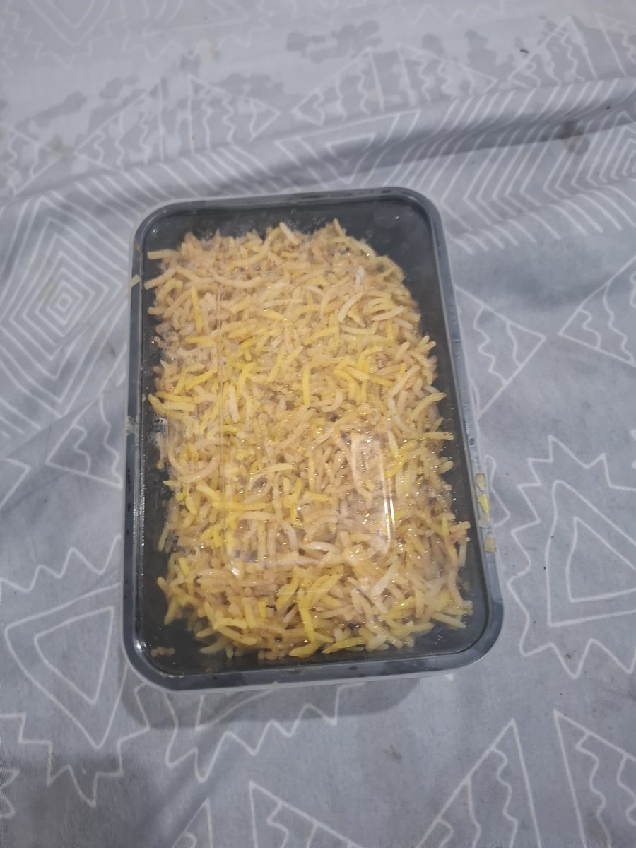 starvolate's tweet photo. @zomatocare @zomato Order id 8701809193 - received both boxes of biryani as spoiled. Bad foul smell was coming. I literally order daily from zomato. But yesterday night this order came and when filled complaint, restaurant was closed by then. I need refund as i couldn't eat any. https://t.co/PY3WUTJ41G