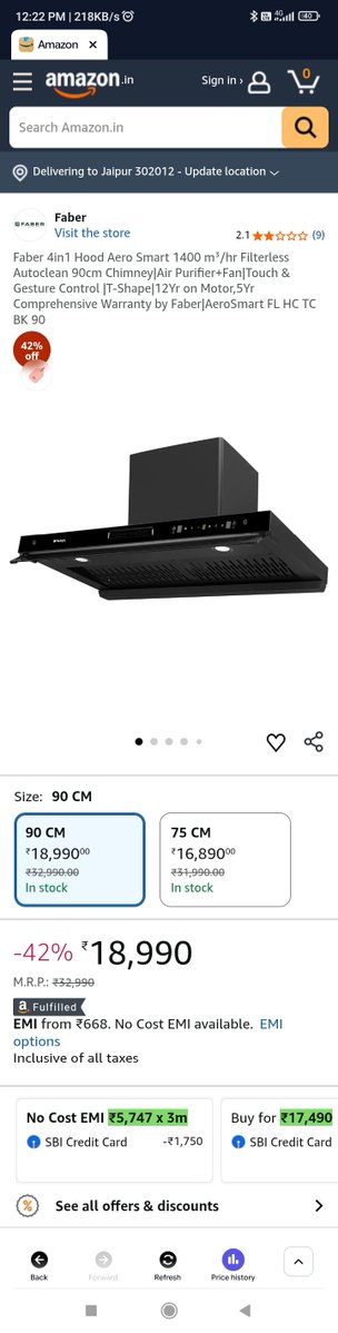 manishverma8876's tweet photo. @BuyHatke Why does the same chimney show one price on BuyHatke, but when I click through to Amazon, the price nearly doubles? 🤔 Misleading price comparison! Please explain why this happens. @amazonIN @dhruv_rathee Kindly look into this https://t.co/d0hjwWNBAB