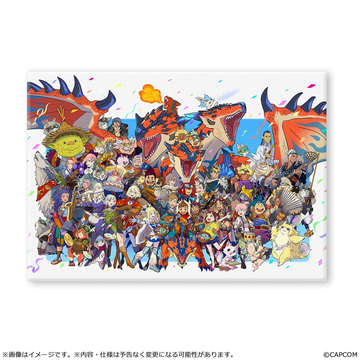 Capcom_goods's tweet photo. 「モンスターハンターストーリーズ」シリーズ10周年を祝し、開発チームが描き下ろした”モンスターハンターストーリーズ 10周年記念アート”を使用したグッズが予約開始🎊
高品位美術印刷技術を応用したキャンバスアートです！
ぜひこの機会にご予約を✨
https://t.co/0hmnPrAmA6
#モンハンストーリーズ https://t.co/DJjZpsjLqR