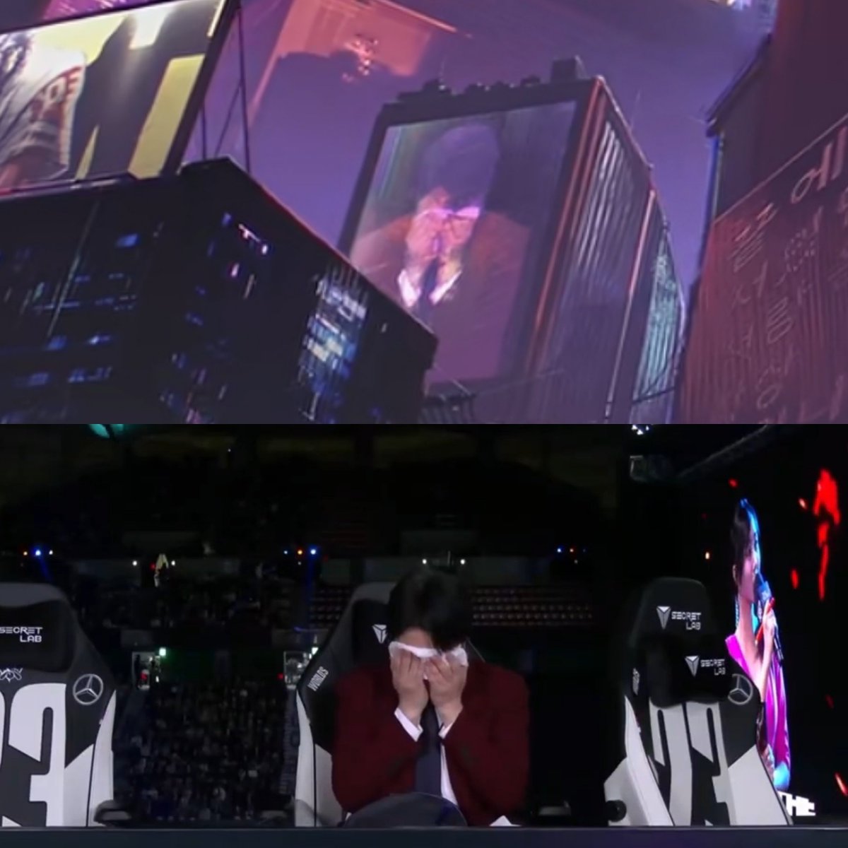 MUNHyunjunDO's tweet photo. Even the moment when Caster Jun crying coz T1 beat JDG in the semifinal worlds 2023 is showing in the MV Know My Name 🥺😭 There's lots of details! I LOVE THIS MV! 😭💕 https://t.co/fjOBHvBlfH