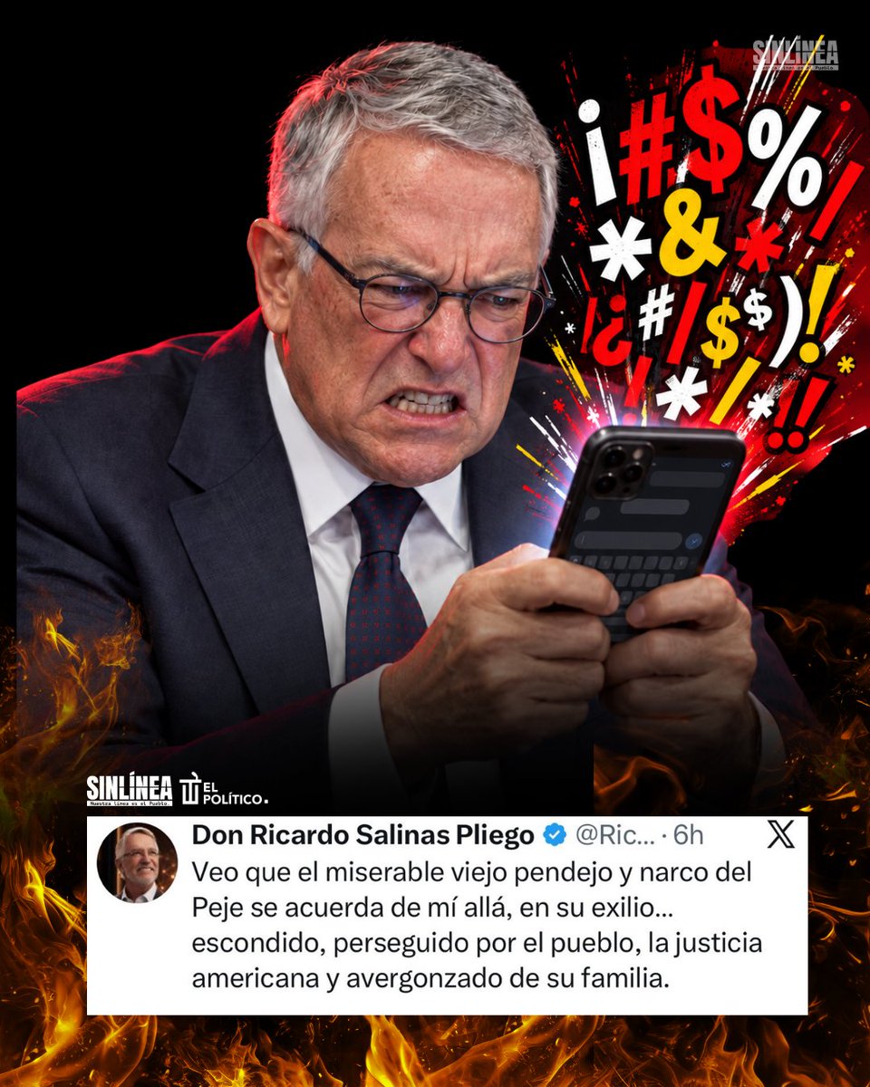 SinLinea_Mx's tweet photo. 🔥 ¡AMLO VIVE GRATIS EN SU CABEZA! 😂

Cuando faltan argumentos, sobran insultos. Salinas Pliego podrá llenar las redes de groserías, pero no puede borrar una realidad: AMLO sigue siendo querido por millones y todavía marca la agenda sin mover un dedo.

El coraje no es contra el “Peje”… es contra el pueblo que despertó. 😎🇲🇽

#AMLO #SalinasPliego #4T #SinLínea