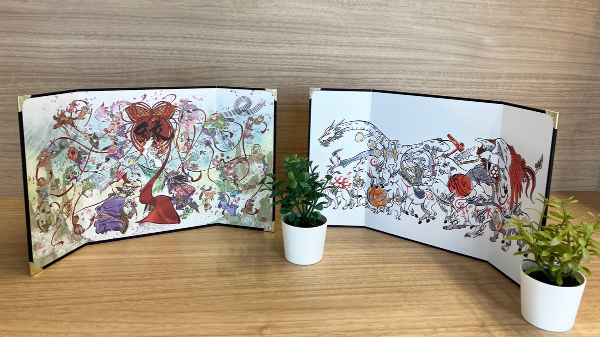 Capcom_goods's tweet photo. 🌸大神 20周年記念 復刻アート企画🌸
20周年記念アートはもちろん、これまでの周年グッズで登場した描き下ろしイラストを使用したミニ屏風がイーカプコンにて予約受付中！
お部屋に飾りやすいサイズで空間を華やかに彩ってくれます✨

詳細はこちら⇒https://t.co/N1HF2TGs8g
#大神20th https://t.co/yppy0uxH2l