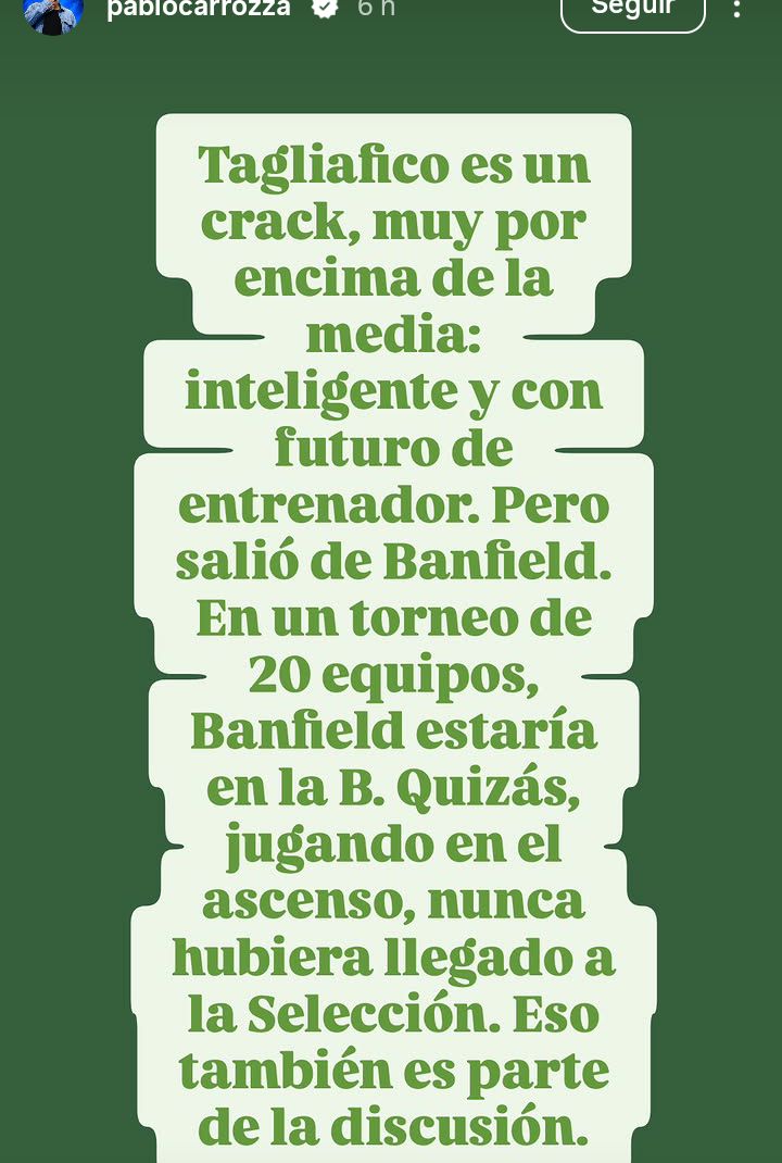 ClossMoments's tweet photo. Sos horrible hasta para operar Carrozza usa wikipedia.
Tagliafico descendió con Banfield, volvió, ascendió y se fue a Independiente.
Estás operando a un pibe que se quedó a jugar la final de mundo sin poder moverse.
No podes caminar por la calle por tomarle la leche a Tapia. https://t.co/o0rzkhAeVw