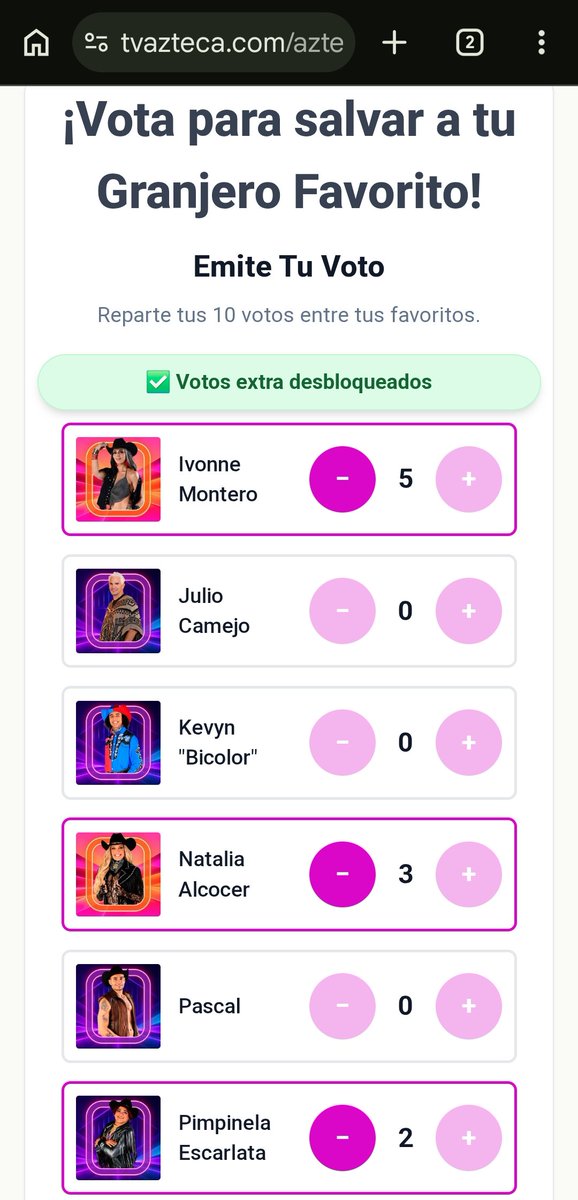 runsfel's tweet photo. Así estoy votando para salvar al granjero favorito 

Ivonne 
Natalia 
Pimpi 

#LaGranjaSalvación @lagranjavipmx https://t.co/GR4KWzmuox