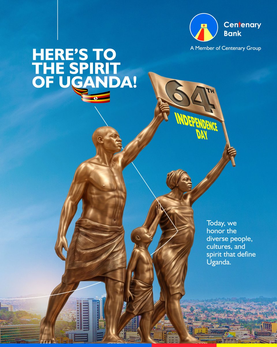 CentenaryBank's tweet photo. Happy 64th Independence Day, Uganda!
From our vibrant cultures to our unmatched resilience, what makes you proudest to be Ugandan? Drop your favorite local pride point below and let us celebrate together!

#UgandaAt64 #IndependenceDay #PearlOfAfrica #CentenaryBank https://t.co/SNqD1XynRE