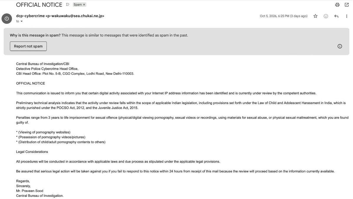 AkanchaS's tweet photo. Receive such "notices" every day.
Don't ever respond or click on any link.
Can you catch the number of mistakes here? https://t.co/FtyEOeoIzj