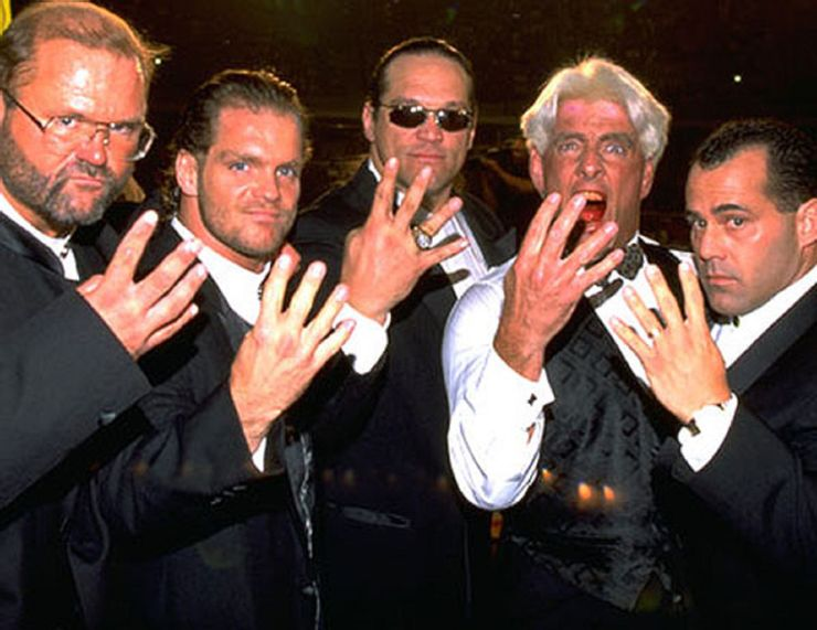 WorkingStiffPC's tweet photo. Flair, McMichael, Malenko and Benoit. With Arn in the JJ Dillion role. 
I know, I know.... Benoit.... But, As a wrestler.... and nothing more. The man was spot on. 
Malenko was literally the man of 1000 holds. McMichael was damn good for a football player turned wrestler and I can't say a bad thing about Slick Ric.