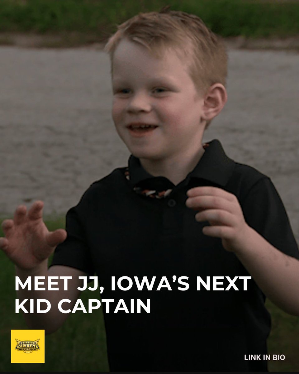 HawkeyeHQ's tweet photo. Meet JJ, Iowa's next Kid Captain #Hawkeyes (Link in bio) https://t.co/BLw9DorX23