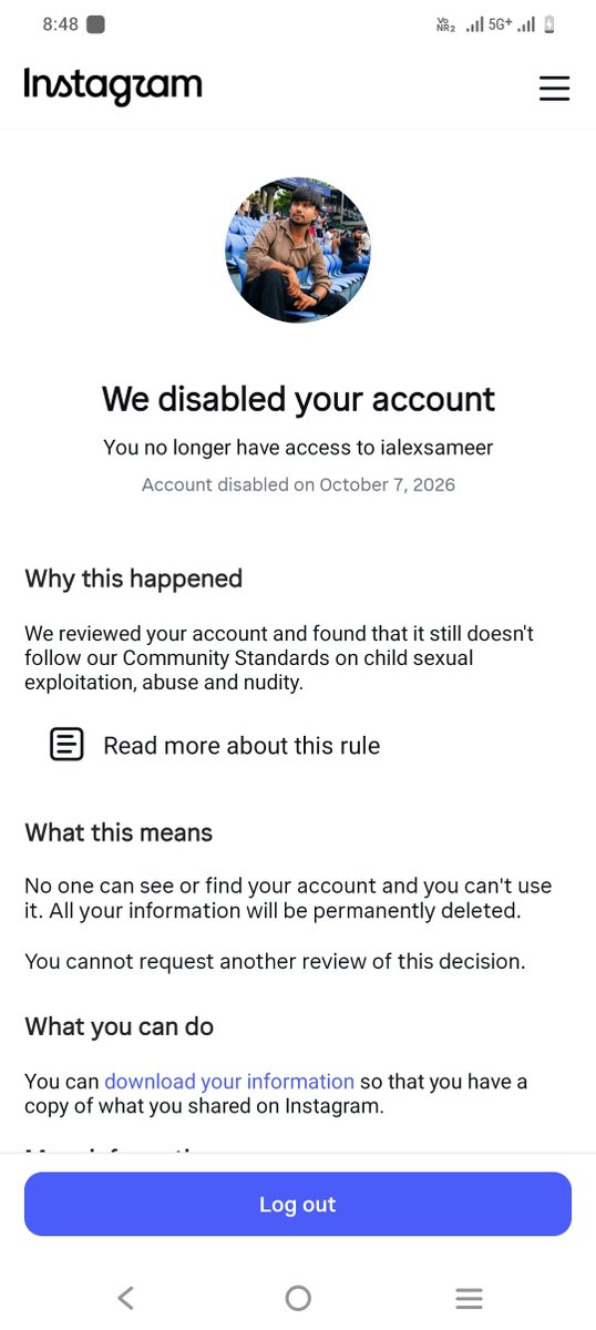 Sameer_mark017's tweet photo. account @ialexsameer was disabled, and I believe this may have been a mistake. I have always tried to follow Instagram's Community Guidelines. If I unintentionally violated any policy, I sincerely apologize. My account is important to me, please recover
@instagram https://t.co/TibBbw1WAH