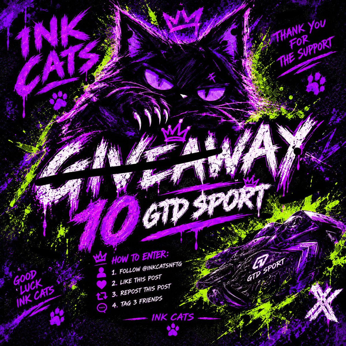 InkCatsnftg's tweet photo. 🎁 10 GTD SPORT GIVEAWAY 🎁

- Follow @inkcatsnftg 
- Like this post 
- Repost 
- Tag 3 friends in the comments

 Drop your address https://t.co/Y6g8Yfb3Ts