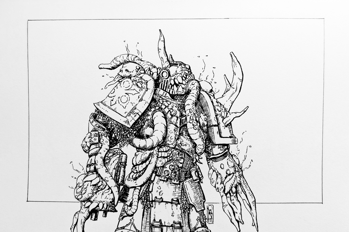 Friendly_OL's tweet photo. Fun little Death Guard guy for Inktober https://t.co/gjAut0tGUi
