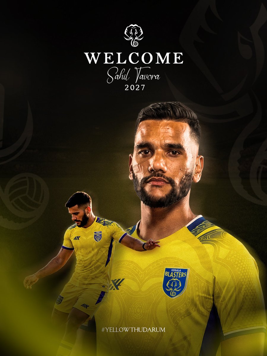 KeralaBlasters's tweet photo. 𝗧𝗵𝗲 𝗺𝗶𝗱𝗳𝗶𝗲𝗹𝗱 𝗵𝗮𝘀 𝗮 𝗻𝗲𝘄 𝗳𝗶𝗴𝗵𝘁𝗲𝗿. 

Sahil Tavora is ready for the challenge.

Welcome to the Blasters, Sahil!

.
#KBFC #KeralaBlasters #YennumYellow #YellowThudarum https://t.co/xXVjcPkwFg