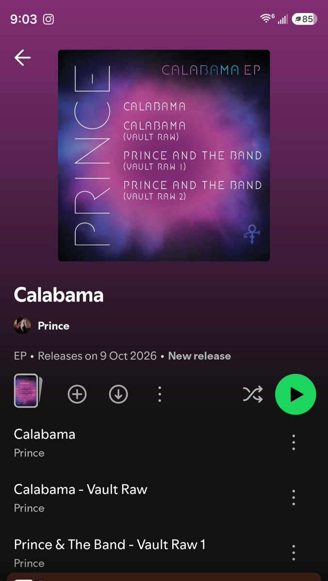 drfunkenberry's tweet photo. Prince Purple Alert!

October Surprise!!

Calabama EP !!

With Vault Raw versions!!!

Available on streaming services now!!! https://t.co/nEhDccWwcA