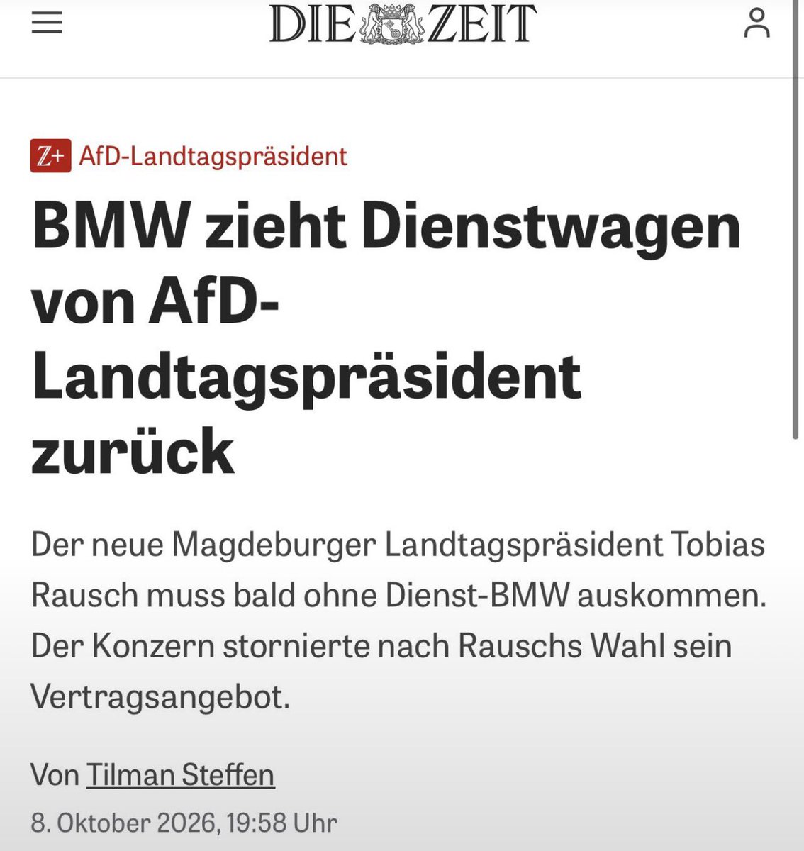 moosdorfmdb's tweet photo. Das ist genau mein Humor: Den deutschen Unternehmen ist ihre verkehrte Haltung wichtiger als Erfolg. 
Niemand muss einen BMW kaufen, kein Mandatsträger und keiner, dem unser Land wichtig ist. https://t.co/4NrO4rKcJX