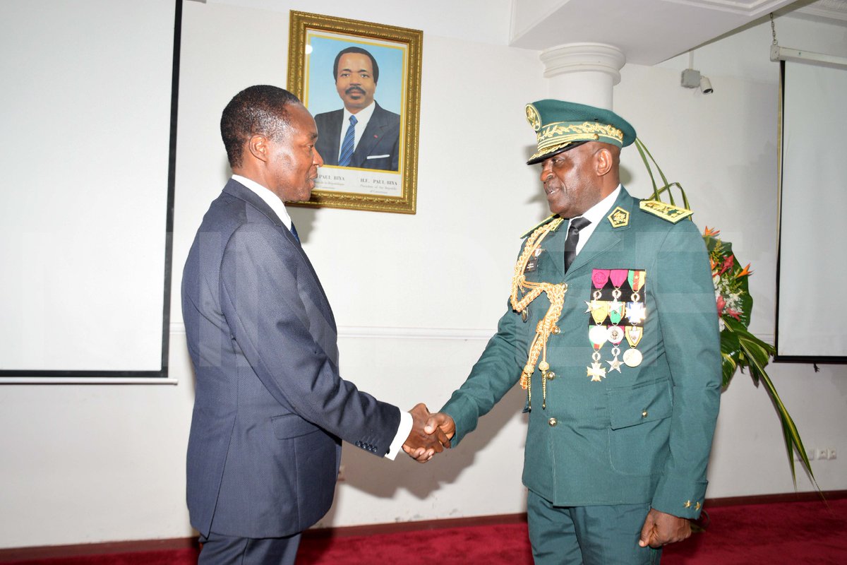 mindefcm's tweet photo. Le jeudi 08 octobre 2026 à Yaoundé, le MINDEF Joseph BETI ASSOMO a présidé l'installation du Général de Brigade AGHA Robinson NDONG au poste de Conseiller logistique du Ministre de la Défense. https://t.co/wmE4HwwEPh
