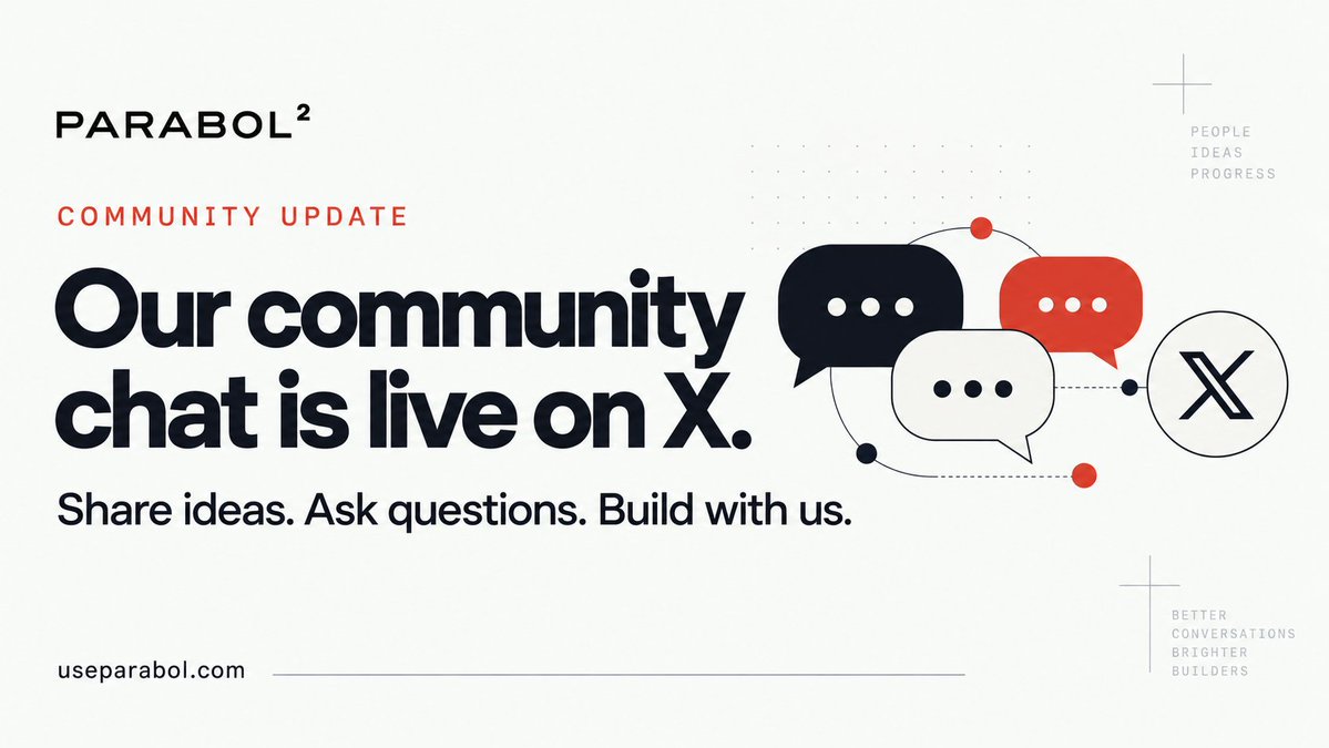 ParabolNow's tweet photo. Our Parabol community chat is now live on X! 🧡

Come share ideas, ask questions, give feedback, and support each other as we build Parabol together.

New here? Say hello — everyone is welcome.

Join the conversation. Let’s build together! 

https://t.co/LUSEw1e6hh https://t.co/ZMf3MgUUd2
