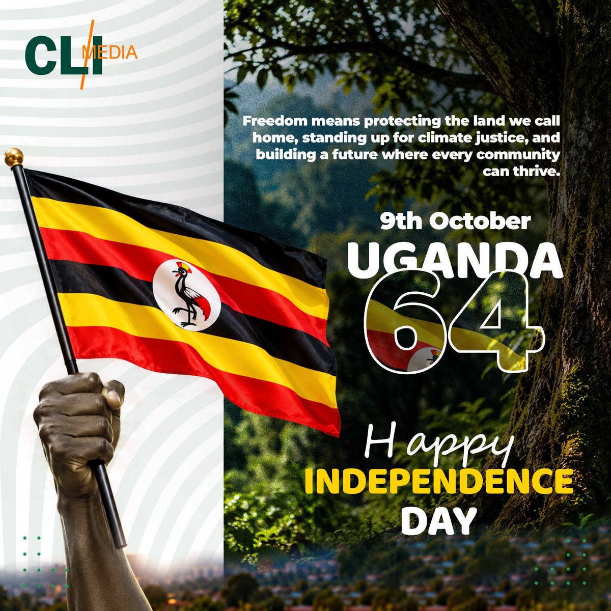 MrInfluencerUg1's tweet photo. 64 years of independence, afuture worth protecting. 
 
May the freedom we celebrate today inspire us to protect our natural heritage, stand for climate justice, and take meaningful action towards a greener, more resilient Uganda.

Happy Independence Day, Uganda 🇺🇬 from @CLIMEDIA256 of @MbabaziFridah x @Mbabazifarida12 

#UgandaAt64 #MrinfluencerUg #MrInfluencerUgReports