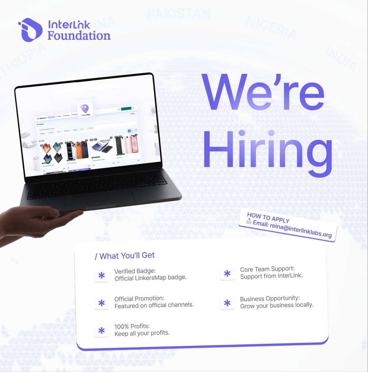 itl_fdn's tweet photo. 🌍 INTERLINK IS RECRUITING LOCAL STORE LEADERS WORLDWIDE!

Become an InterLink Local Store Representative in Your Country!

We are looking for passionate and entrepreneurial individuals to establish and manage InterLink Local Stores on @LinkersMap across different countries.

These stores will offer InterLink-branded merchandise, including clothing, wallets, mugs, accessories, and other products for local communities.

What You'll Get:
- Verified Store Badge: Your store will receive an official verification badge on LinkersMap.
- Core Team Support: Recognition and support from the InterLink Core Team.
- Official Promotion: Your store will be promoted through InterLink's official channels.
- 100% of Your Profits: Independently manage your store, source products, set prices, and keep all profits.
- Business Opportunity: Build your own business while expanding InterLink's presence in your country.

Who We're Looking For:
- Passionate about @inter_link and community development.
- Strong entrepreneurial mindset and business skills.
- Ability to source products, manage sales, and operate a store.
- Experience in marketing, promotion, and community engagement.
- Responsible, proactive, and committed to long-term growth.

HOW TO APPLY
📩 Email: reina@interlinklabs.org

Subject: Lead Local Store [Your Country]

This is your opportunity to build your own business, represent @inter_link in your country, and grow alongside our global ecosystem.

#InterLink #InterLinkFoundation #LinkersMap