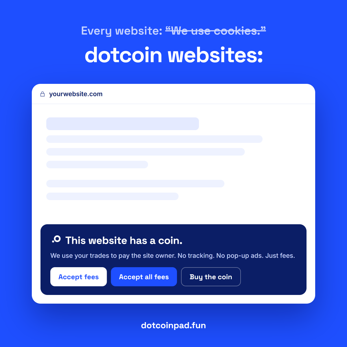 Dotcoinpad's tweet photo. Every website: "We use cookies."

dotcoin websites: "Accept all fees."

https://t.co/5uM84u4mB9 https://t.co/Uvydbn49So