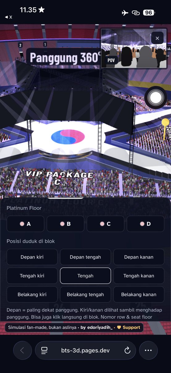 jjkstaan2's tweet photo. KEREN BGT ada yang bikin POV 3D konser bts jakarta 
kalian bisa cek buat liat section kalian, dan kalo nanti sn udah keluar bisa di cek lagi posisi tempat duduk kalian dimana karna ada opsi door/row/seat bakal diliatin pov nya
SAVE DULU😆🤩

link nya https://t.co/7GZEHeAZJM https://t.co/YmbJ0TNjSI