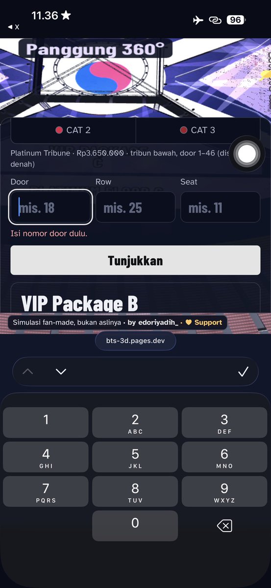 jjkstaan2's tweet photo. KEREN BGT ada yang bikin POV 3D konser bts jakarta 
kalian bisa cek buat liat section kalian, dan kalo nanti sn udah keluar bisa di cek lagi posisi tempat duduk kalian dimana karna ada opsi door/row/seat bakal diliatin pov nya
SAVE DULU😆🤩

link nya https://t.co/7GZEHeAZJM https://t.co/YmbJ0TNjSI