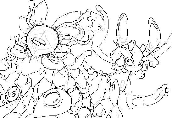 deviousdavester's tweet photo. debating on whether or not i should finish this, ive been wanting to draw cruv'laaphtian crocus and phosphoran phlox together for a while! #msm #mysingingmonsters #msmfanart #art #sketch #fandom #monsterpiece https://t.co/0woeep3AXi
