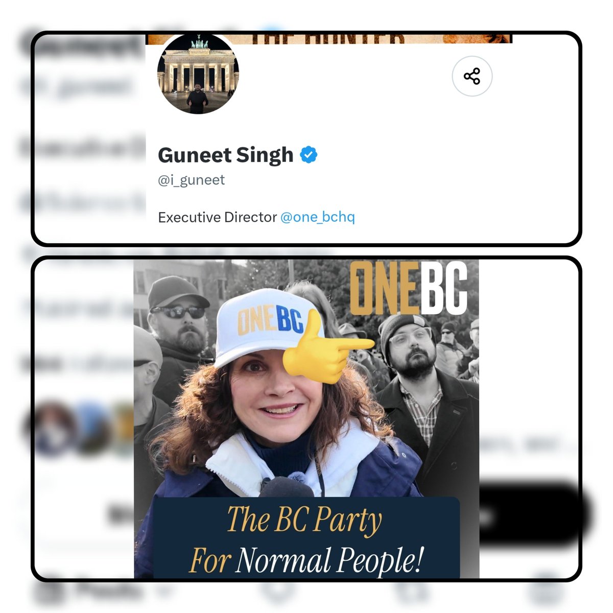 Snyderboxer's tweet photo. Even Guneet, the Executive Director of @One_BCHQ, is deeply embedded in this network. The people running OneBC are not serving BC they are using the party as a vehicle for their own foreign agendas. For them it has always been India First, Israel First, and Iran First. https://t.co/2M6iLRNXGC