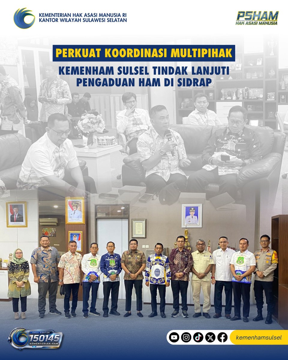kemenhamsulsel's tweet photo. Perkuat Koordinasi Multipihak, Kemenham Sulsel Tindak Lanjuti Pengaduan HAM di Sidrap
#sidrap
#KemenhamSulsel
#HAMUntukSemua
#PengaduanHAM https://t.co/BnXF3M9RDH