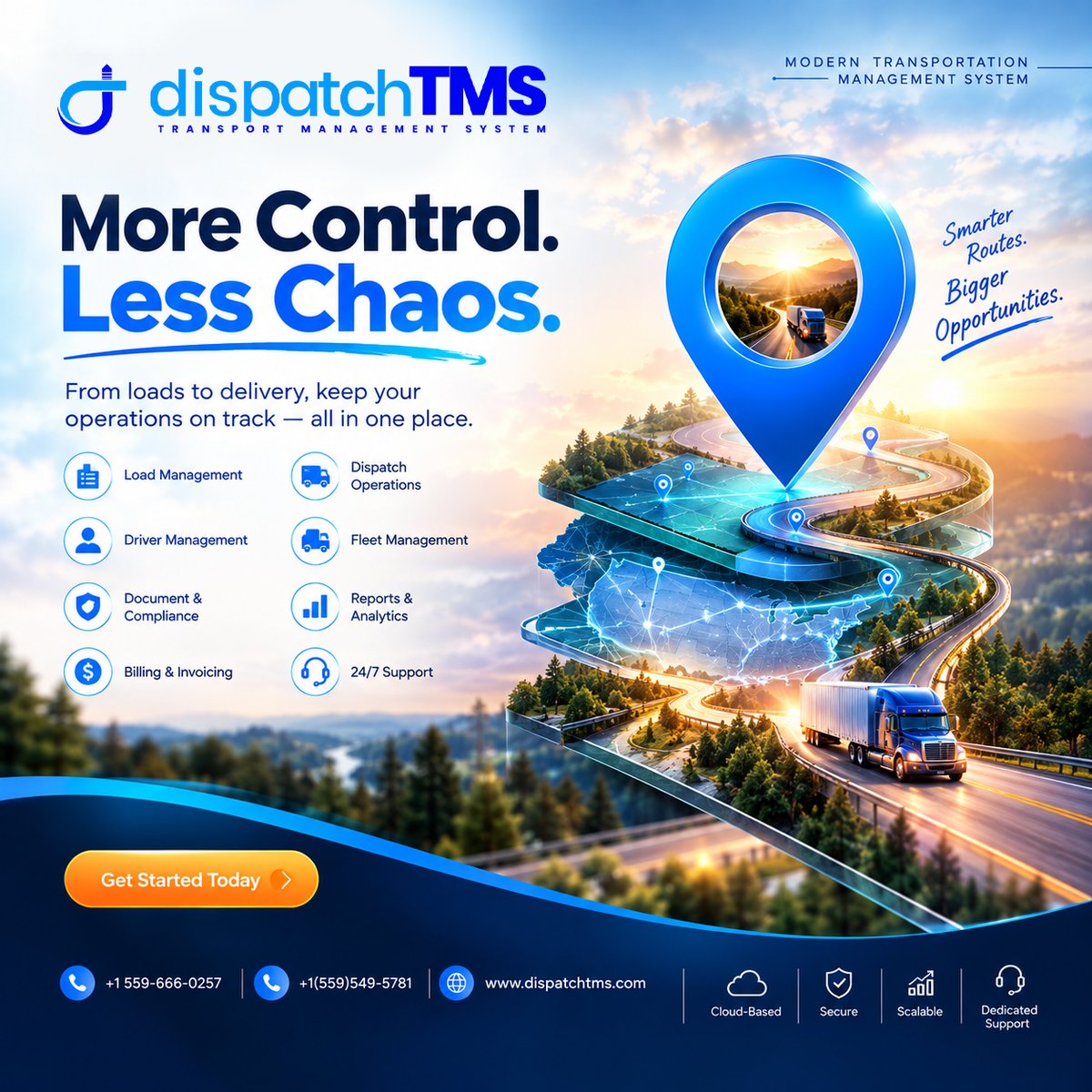 dispatchtms's tweet photo. πMore Control.Less Chaos.Take your fleet operations to the next level with DispatchTMS From load management and dispatch operations to driver management,billing, and compliance, bring everything together in one powerful platform.#DispatchTMS #FleetManagement #TruckingSoftware https://t.co/fNUCcfl9Cw